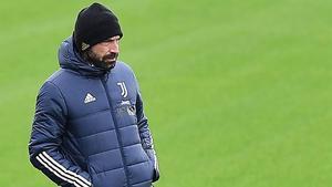 Turin (Italy)  07 12 2020 - Head coach Andrea Pirlo of Juventus reacts during a training session in Turin  Italy  07 December 2020  on the eve of the UEFA Champions League group stage soccer match against FC Barcelona  (Liga de Campeones  Italia) EFE EPA ALESSANDRO DI MARCO