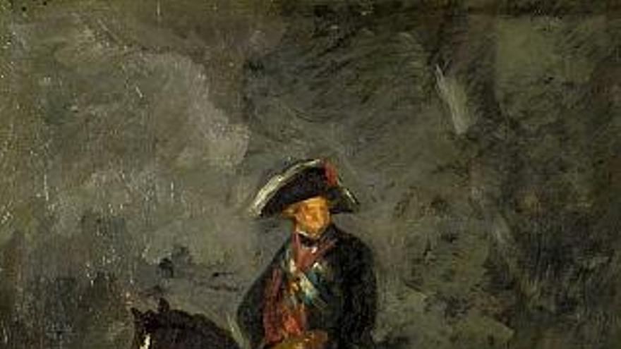 Boceto del retrato de Carlos IV a caballo (Goya) 
 &quot;Falta mucho por estudiar&quot;, asegura el director del museo en relación a este boceto del cuadro de gran formato que hoy obra en el Museo del Prado. Viene del mismo fondo de Policarpo Sanz, que acudía a las subastas de París. De allí vino esta obra.