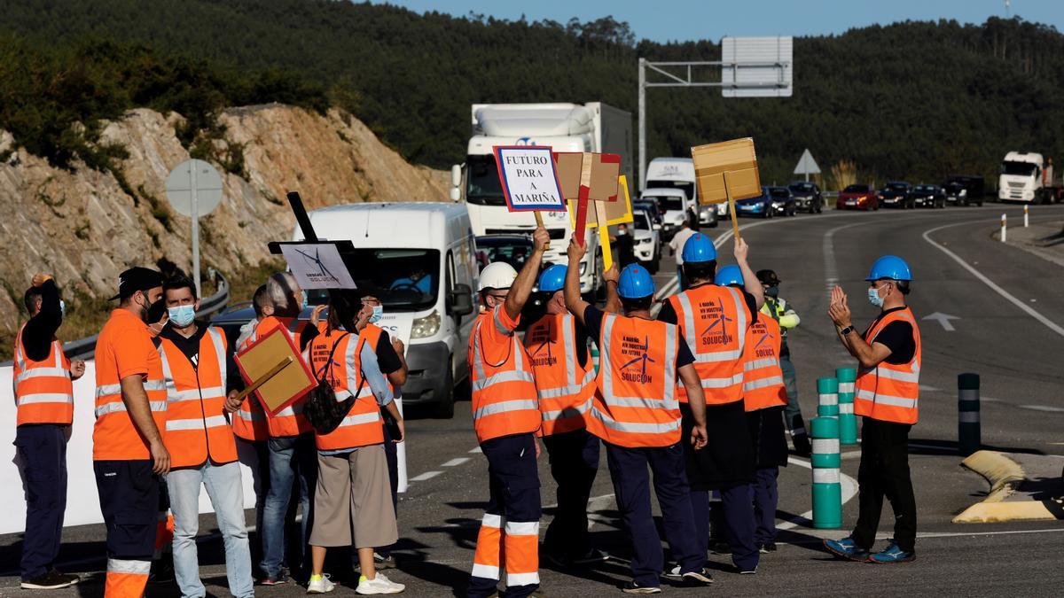 Protesta y corte de tráfico de los trabajadores de Vestas.