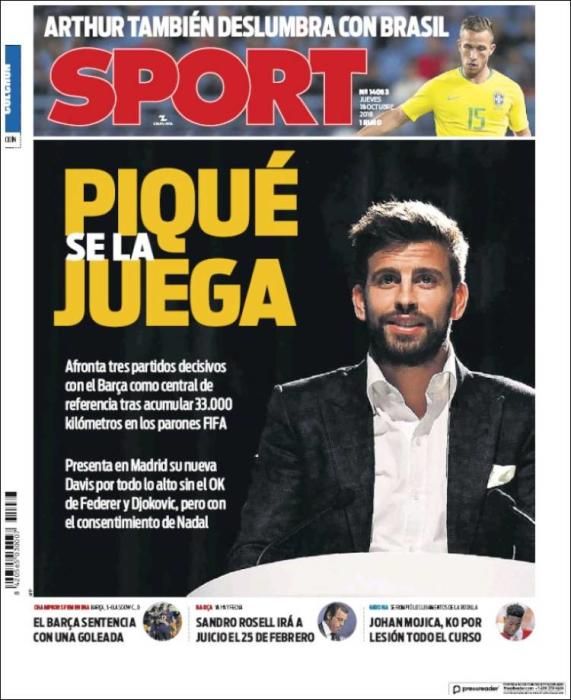 Portada SPORT jueves 18 de octubre de 2018