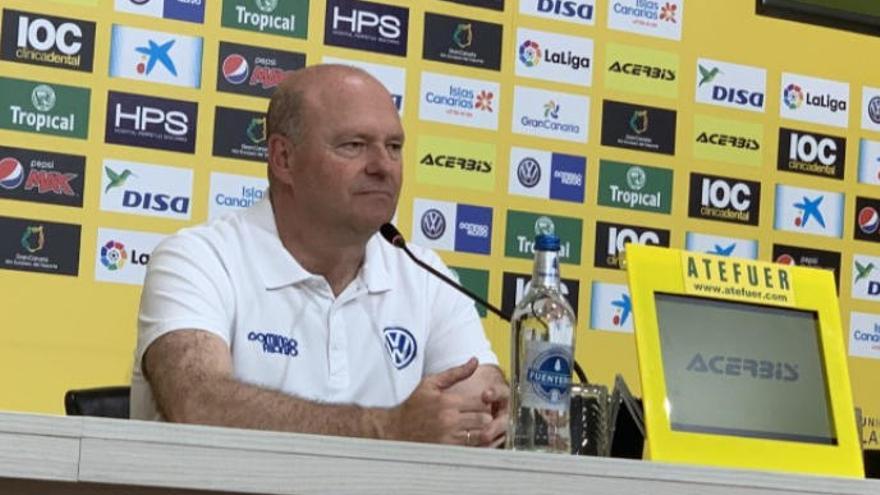 Pepe Mel, esta mañana, durante su rueda de prensa en el Gran Canaria.