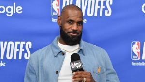 LOS ANGELES, CALIFORNIA - MAY 11: LeBron James #23 of the Los Angeles Lakers speaks to the media during a press conference after Game Four of the Second Round of the NBA Western Conference Playoffs against the Oklahoma City Thunder at Crypto.com Arena on May 11, 2026 in Los Angeles, California. NOTE TO USER: User expressly acknowledges and agrees that, by downloading and or using this photograph, User is consenting to the terms and conditions of the Getty Images License Agreement. Allen Berezovsky/Getty Images/AFP (Photo by Allen Berezovsky / GETTY IMAGES NORTH AMERICA / Getty Images via AFP). NOTE TO USER: User expressly acknowledges and agrees that, by downloading and or using this photograph, User is consenting to the terms and conditions of the Getty Images License Agreement