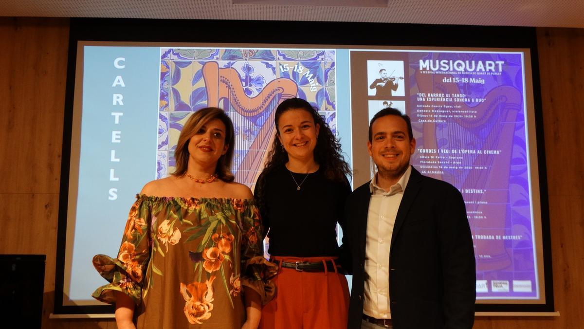 Paloma Chiner, Encarna Folgado y Pablo García Berlanga durante la presentación del festival MusiQuart