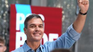 Pedro Sánchez, el pasado domingo en Oroso (A Coruña). 