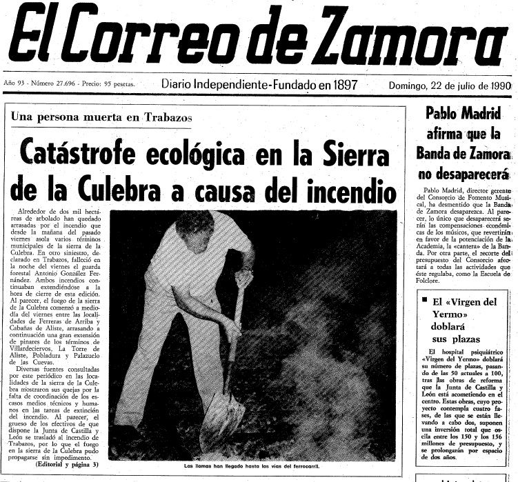 Portada de EL CORREO DE ZAMORA.