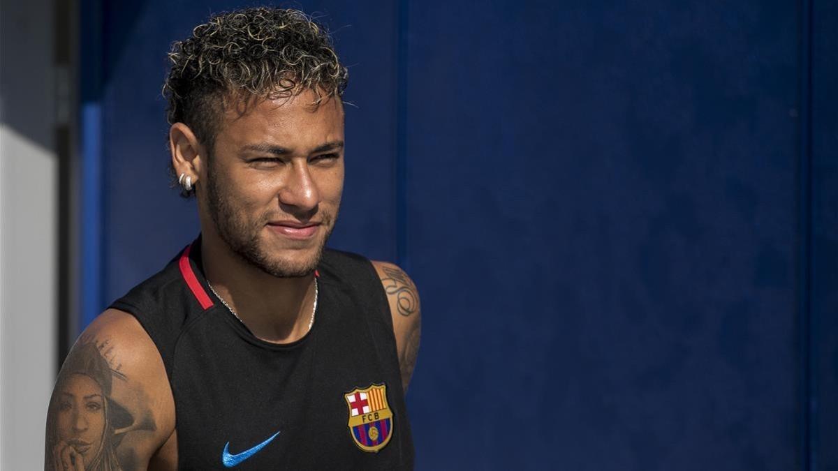 Neymar, en el entrenamiento en Nueva Jersey.