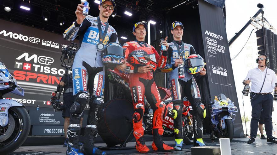 Fermín Aldeguer logra otro podio en la victoria de Marc Márquez en Aragón