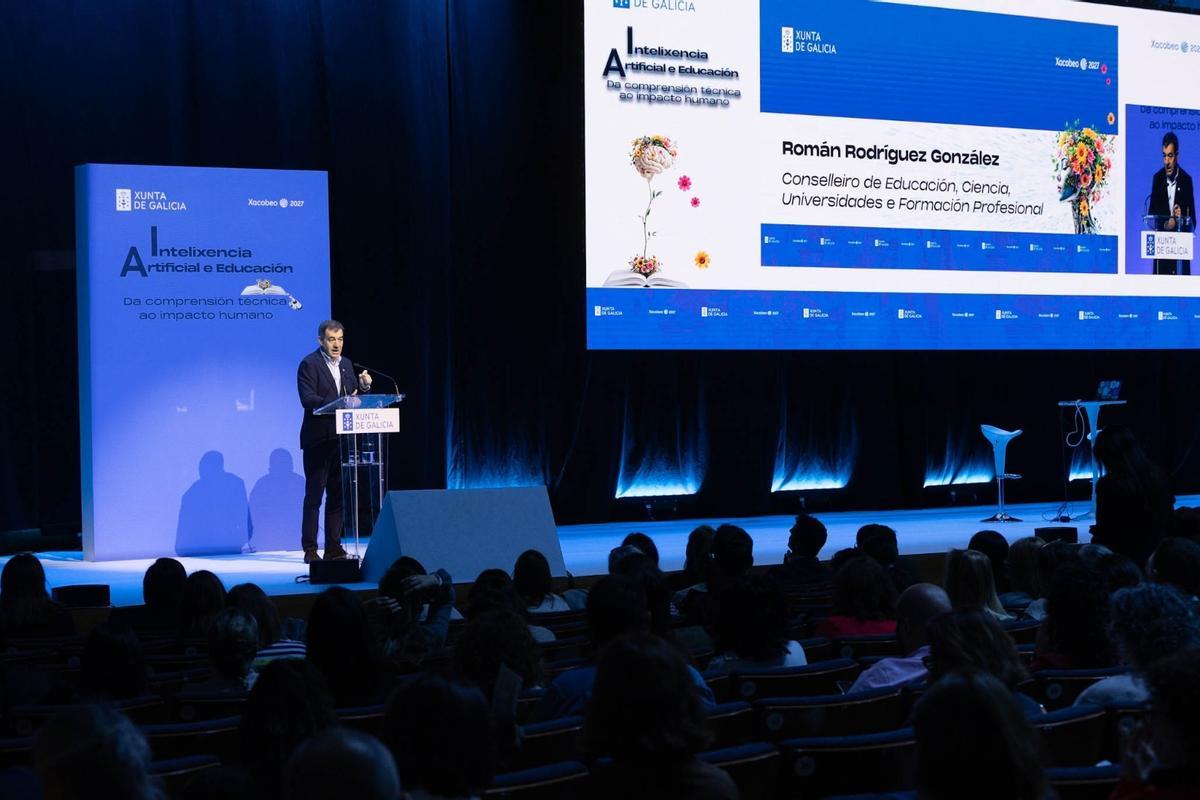 El conselleiro de Educación en un congreso sobre IA para los profesores celebrado en Santiago el pasado sábado.