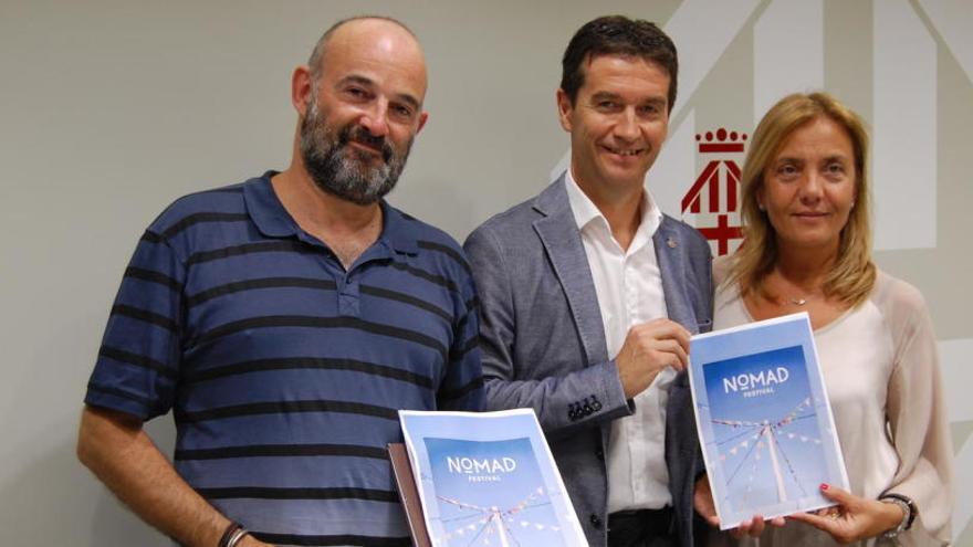 Jaume Arnau, Neus Comellas i David Nicolás a la presentació del Nomad Festival