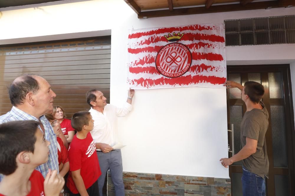 Les penyes Pere Pons i Pablo Machine celebren a Sant Joan de Mollet la gran temporada del Girona FC