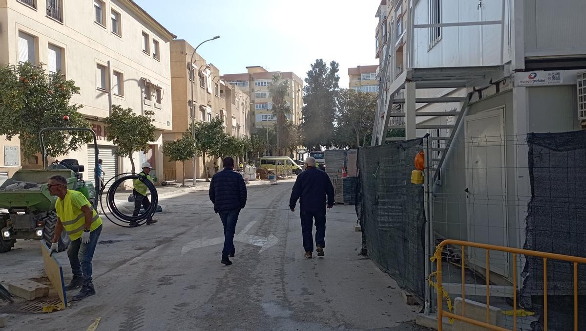 Las obras de la supermanzana de Huelin, en la calle Emilio de la Cerda, este mes.