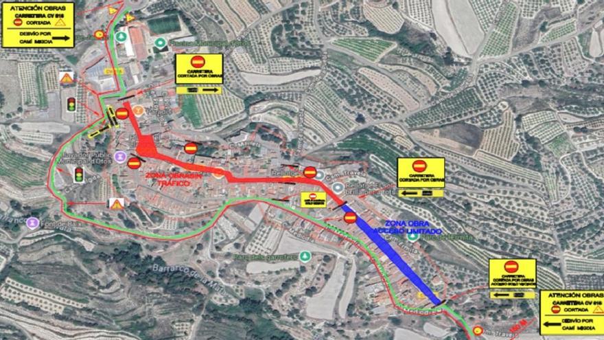Las obras de la nueva travesía de Otos cortan la CV-616 al tráfico hasta octubre