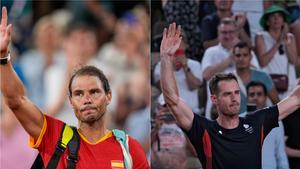 Andy Murray y Rafa Nadal despidiéndose de la afición de los Juegos