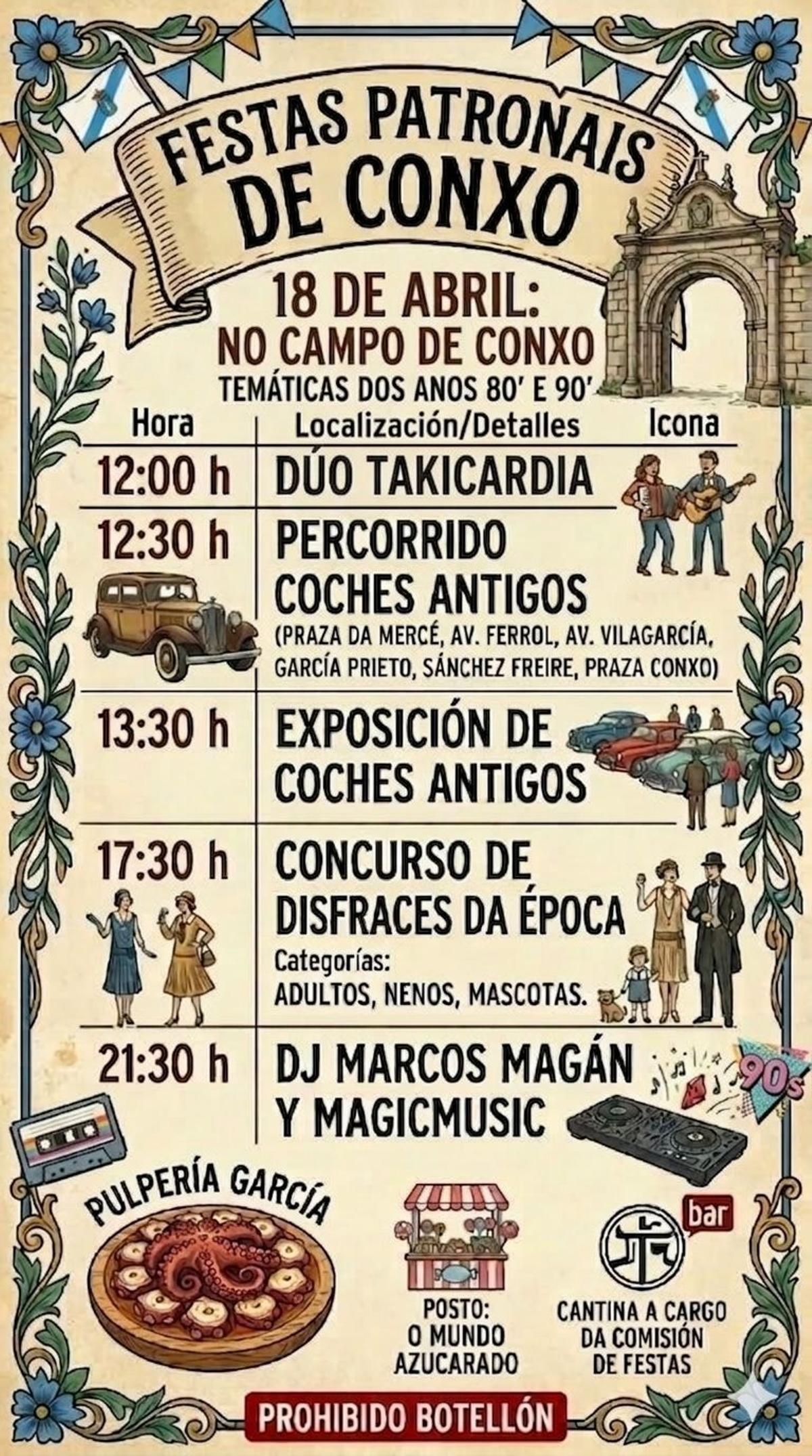 Cartel de la cita festiva del próximo 18 de abril en el barrio de Conxo, en Santiago.