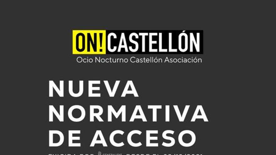 Cartel informativo que tendrán los locales de ocio de Castelló.
