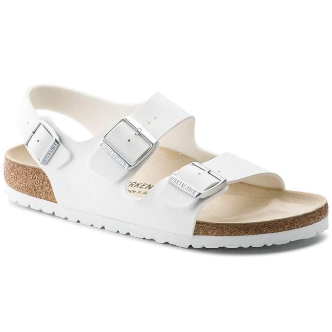 Sandalia en piel blanca, de Birkenstock