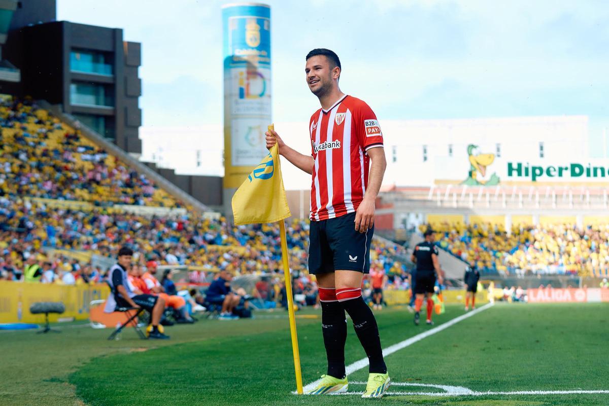 Gorka Guruzeta of Athletic Club celebrates his goal during the Spanish league, La Liga EA Sports, football match played between UD Las Palmas and Athletic Club at Estadio Gran Canaria on March 10, 2024, in Las Palmas de Gran Canaria, Spain. AFP7 10/03/2024 ONLY FOR USE IN SPAIN / Gabriel Jimenez / AFP7 / Europa Press;2024;SOCCER;Sport;ZSOCCER;ZSPORT;UD Las Palmas v Athletic Club - La Liga EA Sports;