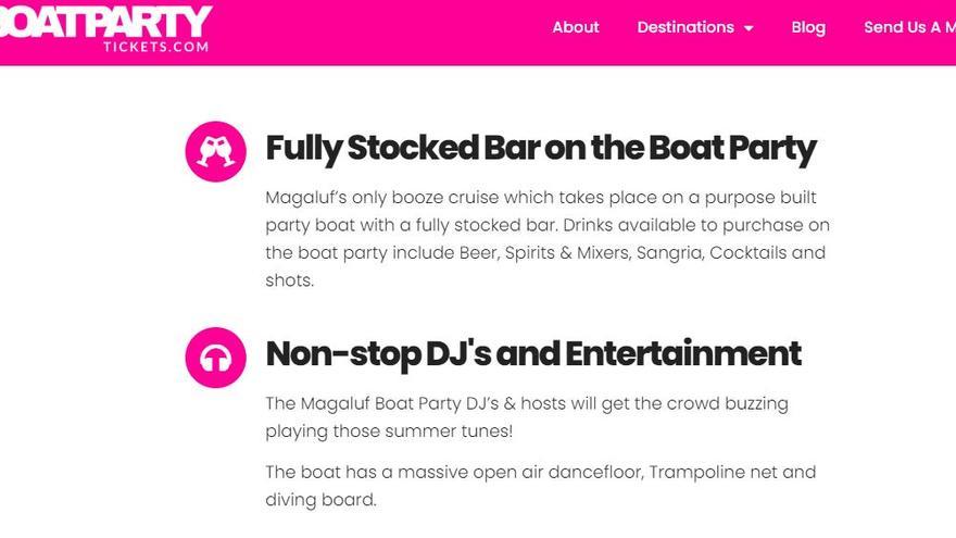 Werbung von Boat Party Magaluf.