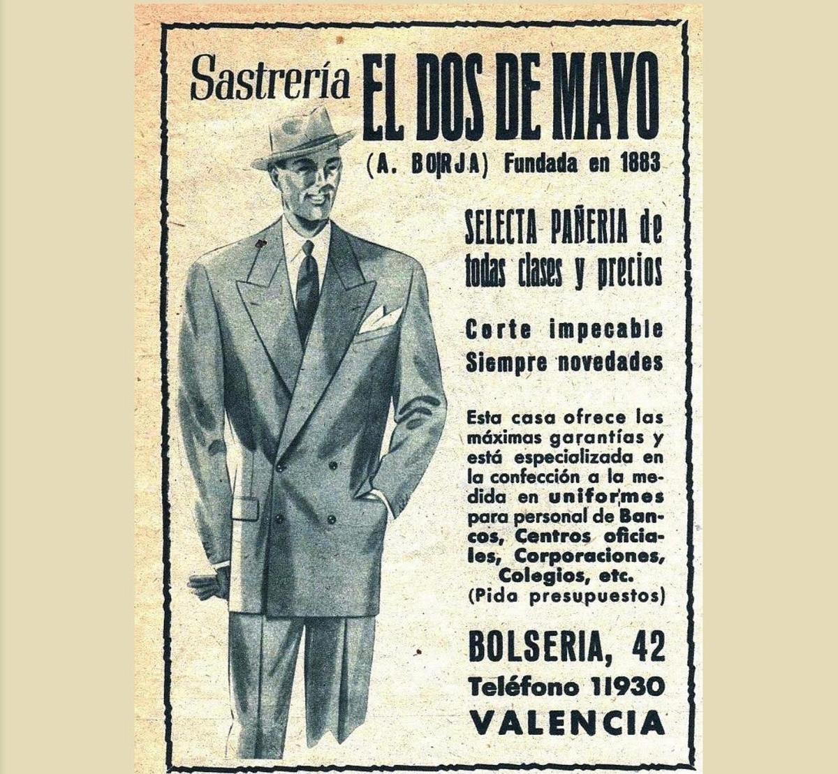 Un cartel promocional de la sastrería de Antonio Borja