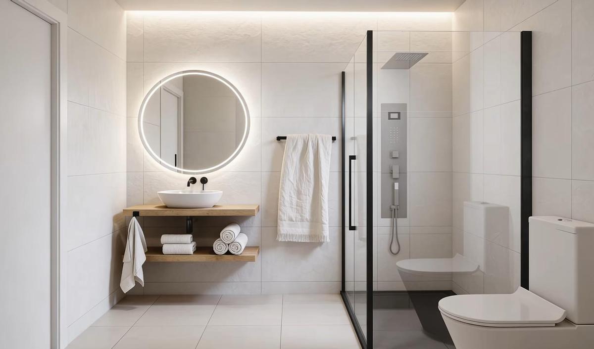 Cuarto de baño de una de las viviendas.