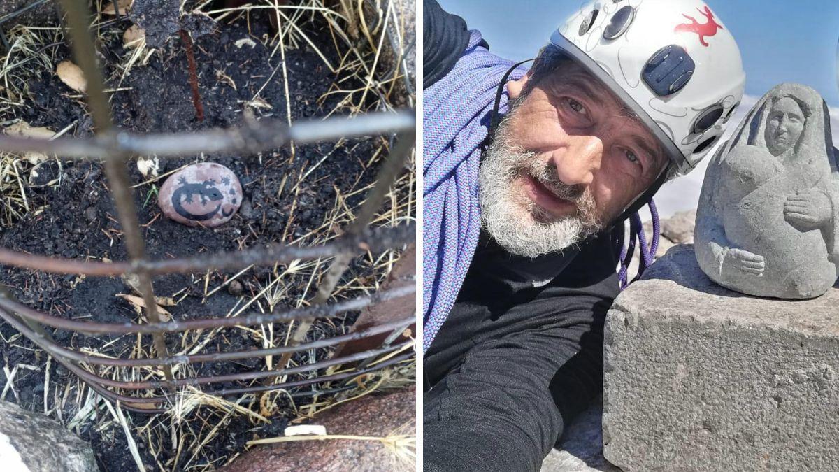 En busca de la piedra en memoria de José Luis Fuentes 'Churu', en Plasencia.
