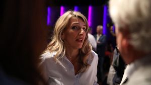La vicepresidenta segunda y ministra de trabajo, Yolanda Díaz, en un acto. 