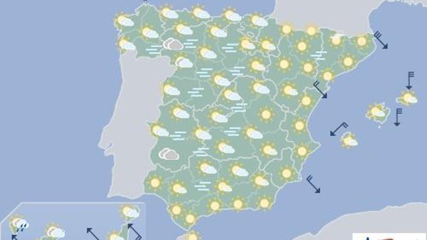 Intervalos nubosos y probabilidad de lluvias débiles en Canarias