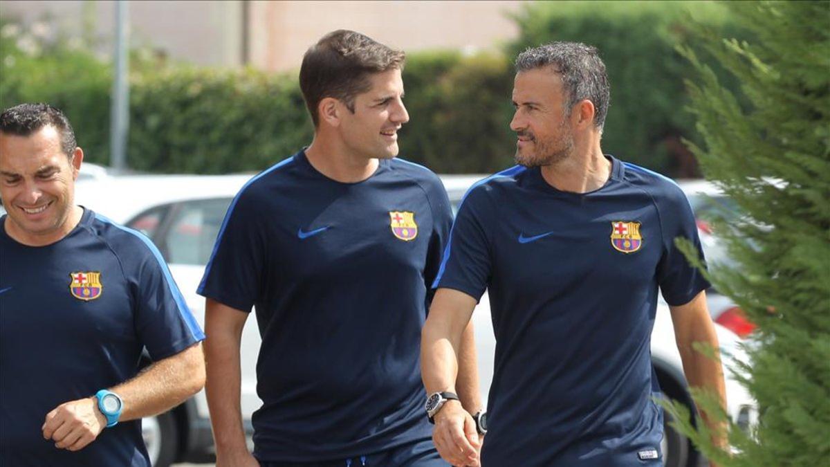 Luis Enrique, con Robert Moreno en su etapa en el Barça