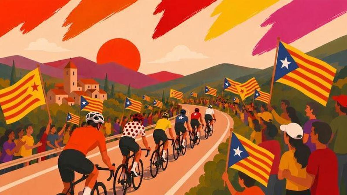 Dibujo de esteladas durante una prueba ciclista en Catalunya
