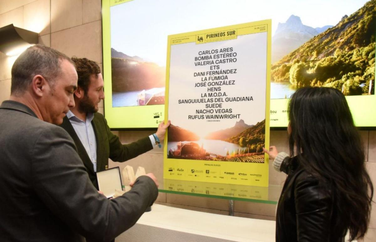 Sampériz, Claver y Ortiz el día de la presentación del cartel de Pirineos Sur.