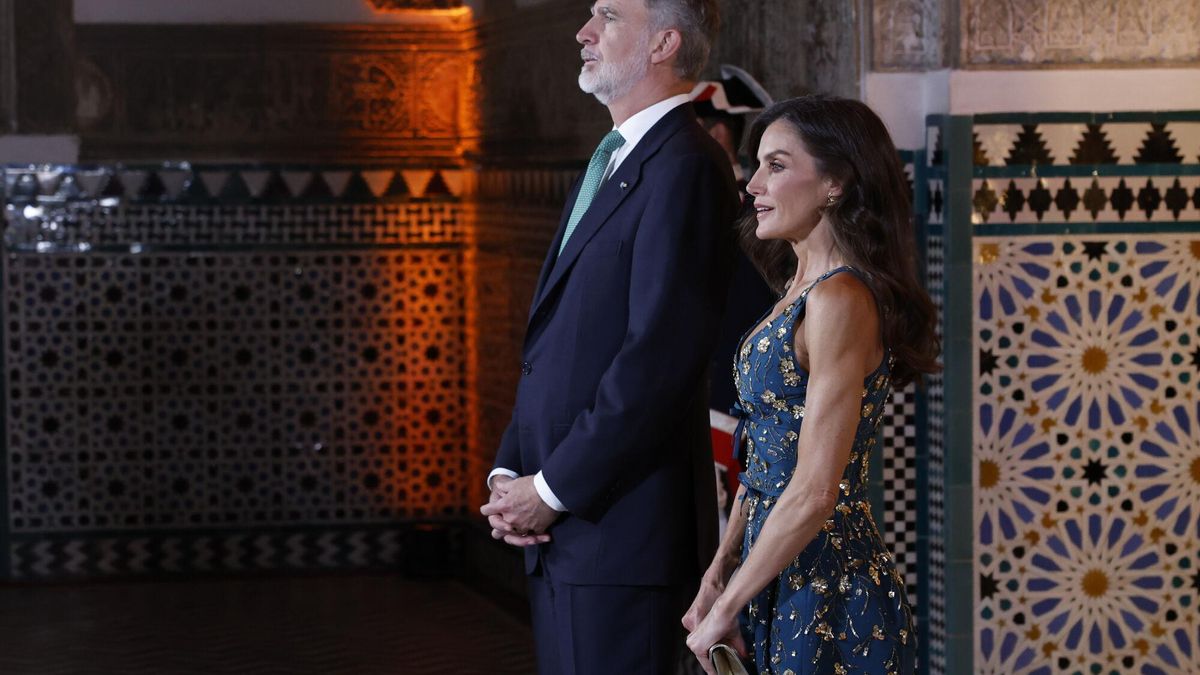 El rey Felipe VI y Letizia el domingo, en la cena de gala ofrecida a los líderes mundiales que asisten a la IV Conferencia Internacional sobre Financiación para el Desarrollo en Sevilla.