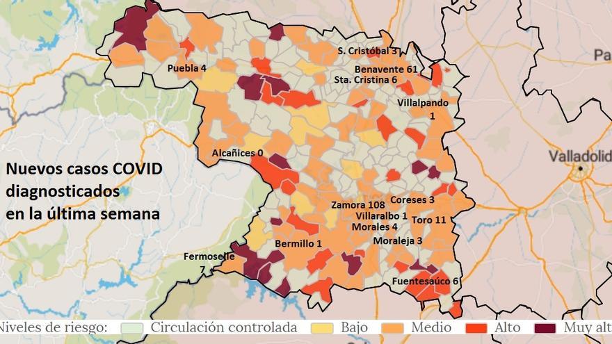 Extensión del virus por la provincia de Zamora y casos en la última semana en las localidades de más de mil habitantes