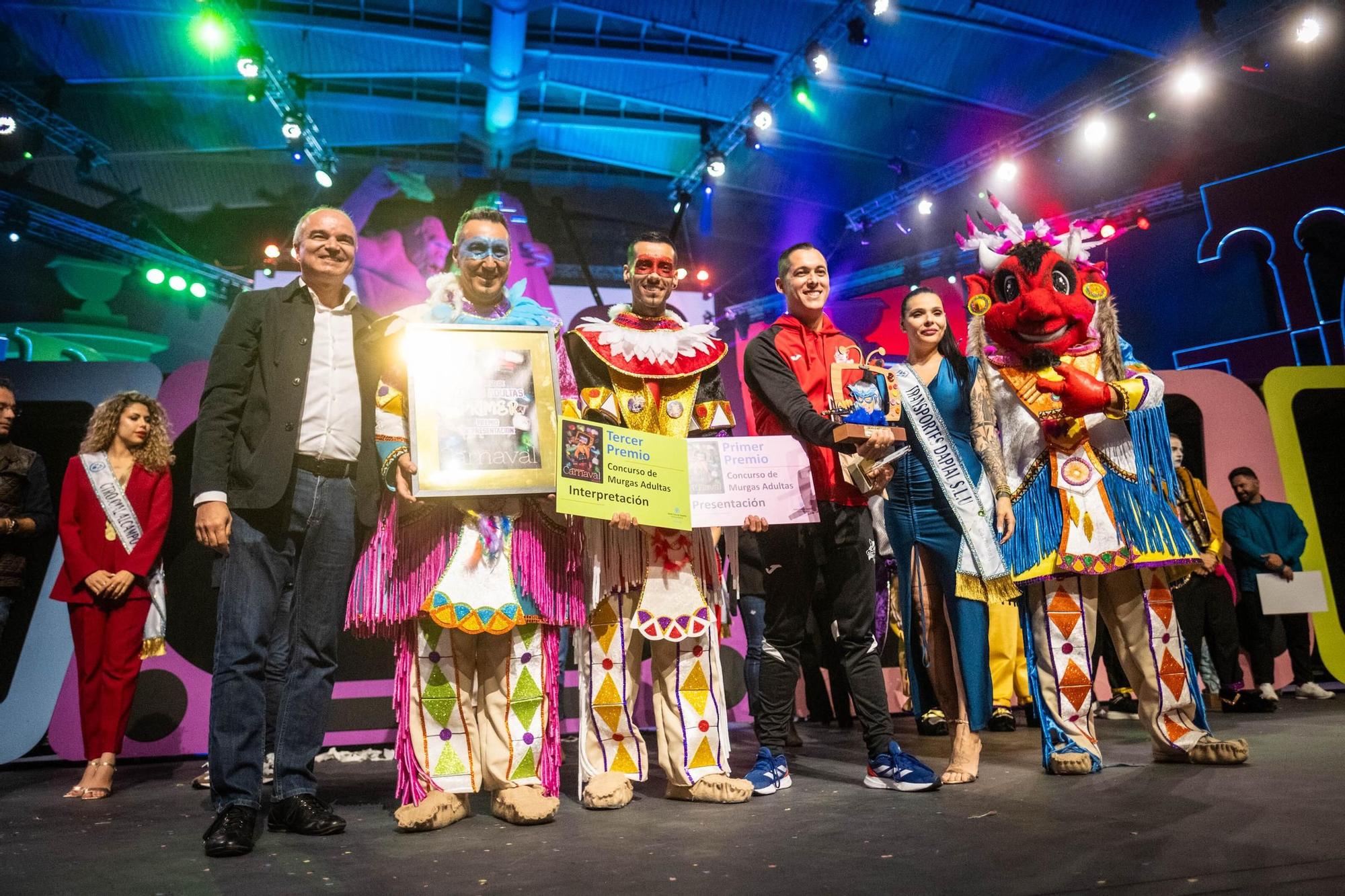 Entrega de premios de la final de Murgas Adultas del Carnaval de Santa Cruz de Tenerife
