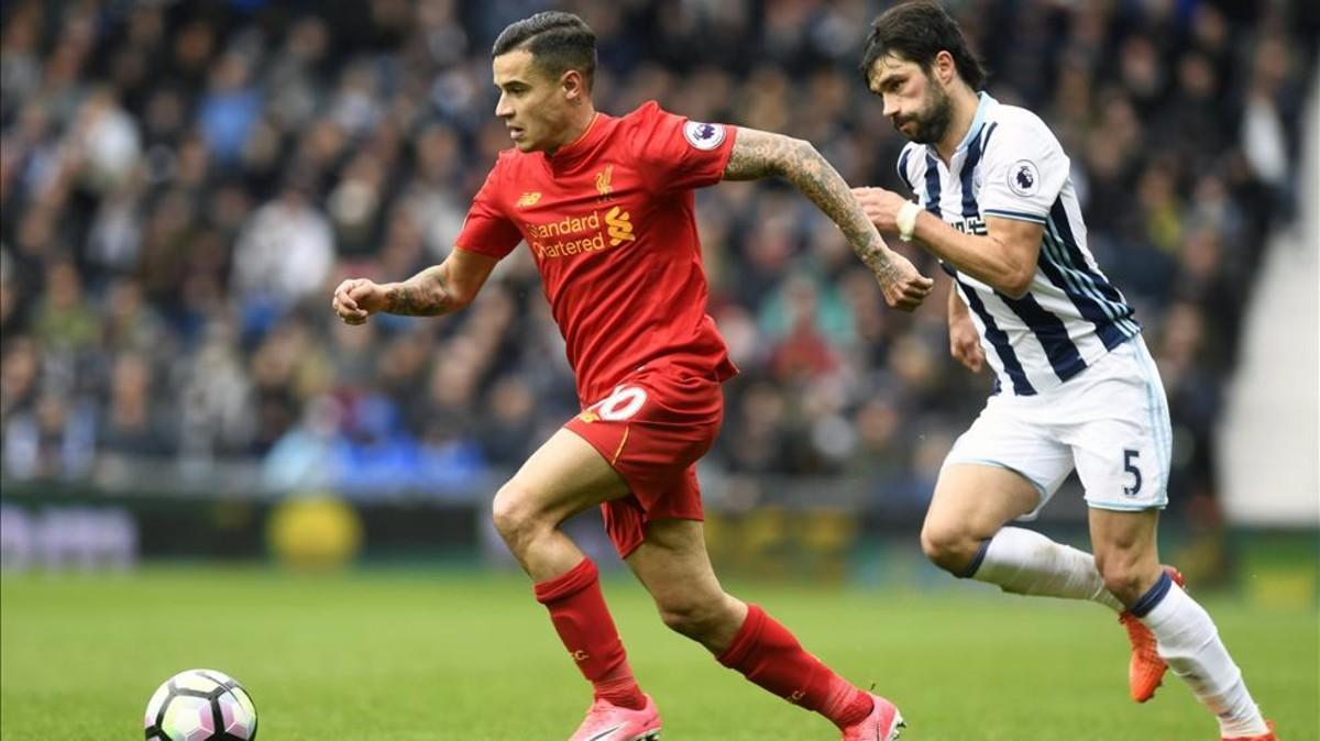 Coutinho, en un partido con el Liverpool