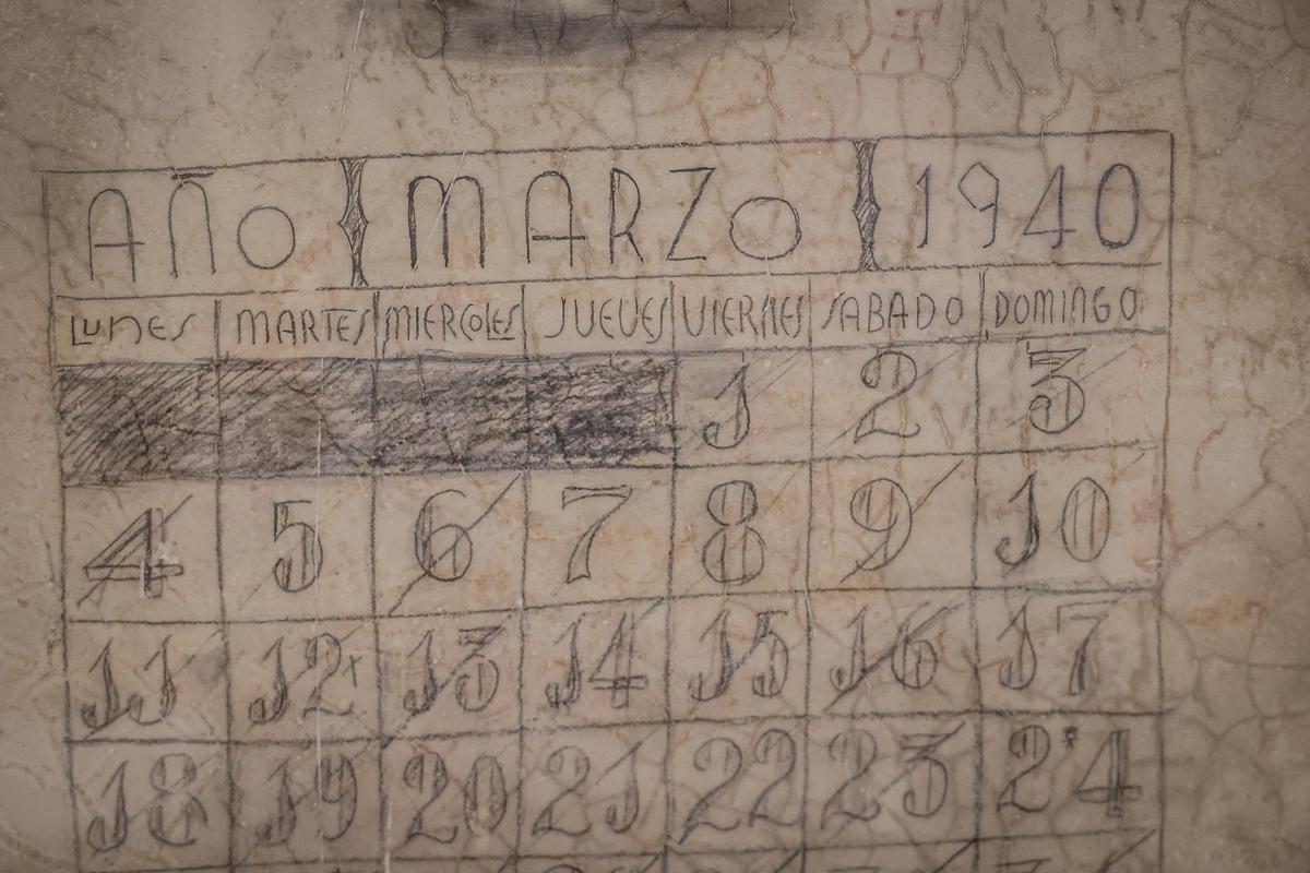 Calendario pintado en una de las antiguas celdas del edificio del Viaducto