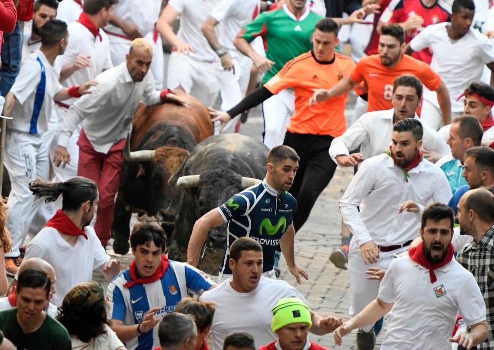 Tercer encierro de San Fermín 2018 con los toros de la ganadería Cebada Gago