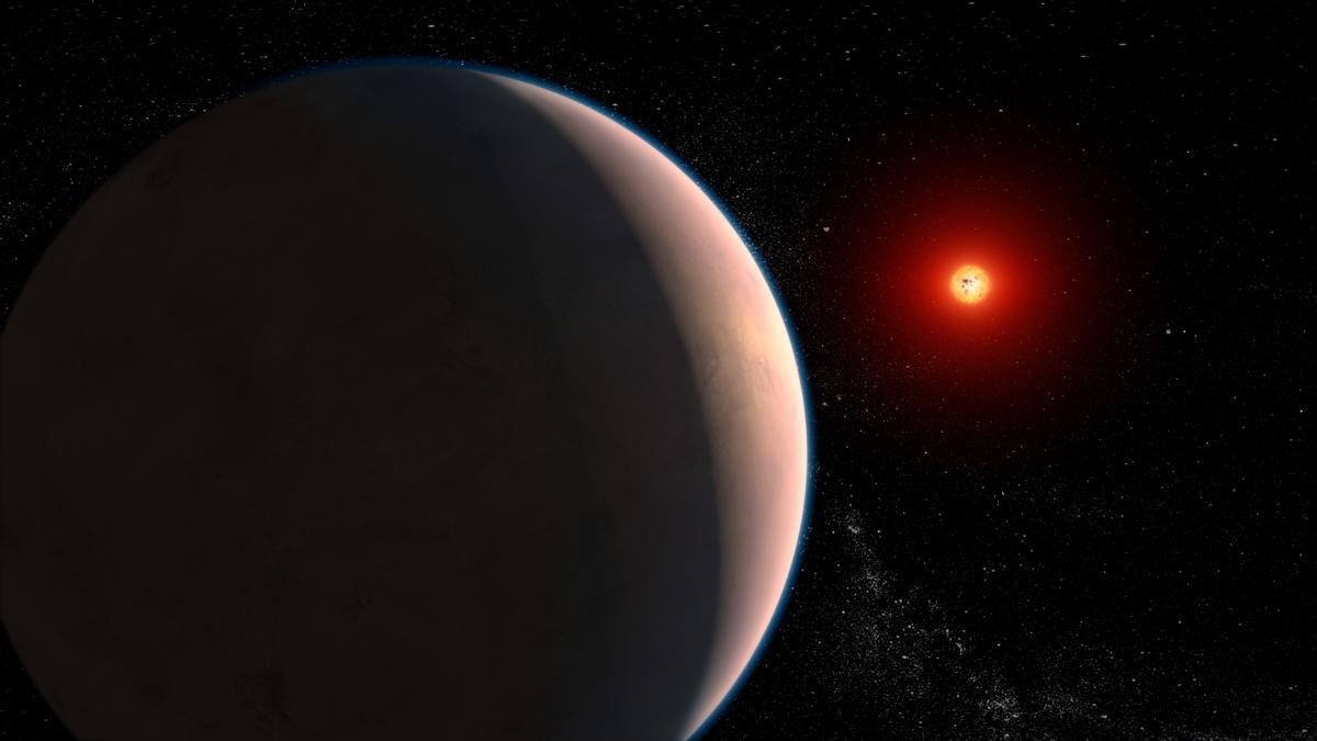 Este concepto artístico representa al exoplaneta rocoso GJ 486 b, que orbita una estrella enana roja que se encuentra a solo 26 años luz de distancia de nuestro planeta, en la constelación de Virgo.
