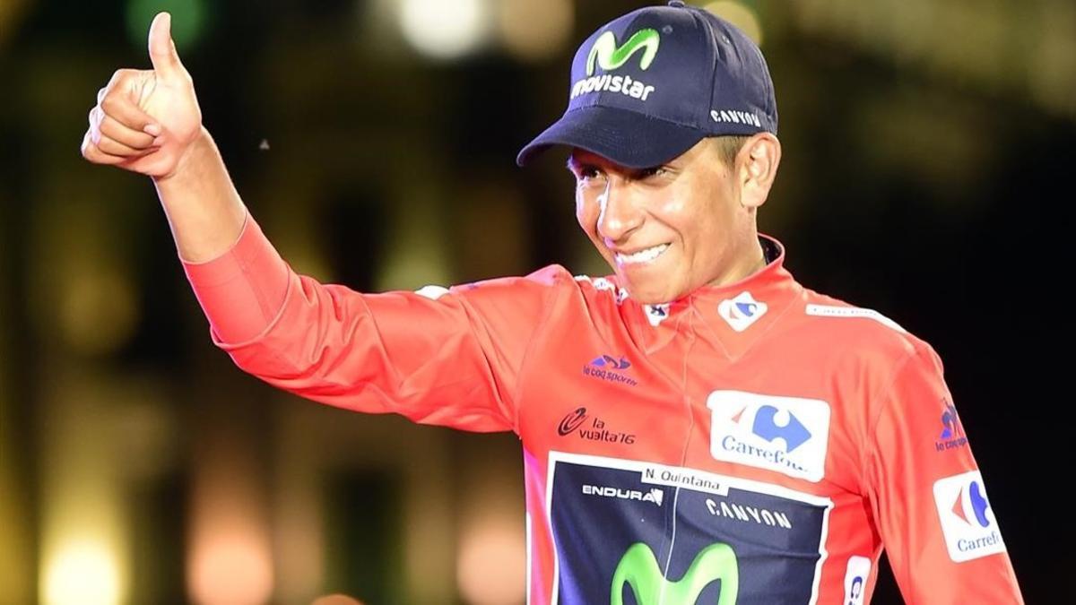 Quintana celebra su triunfo en la Vuelta a España-2016.