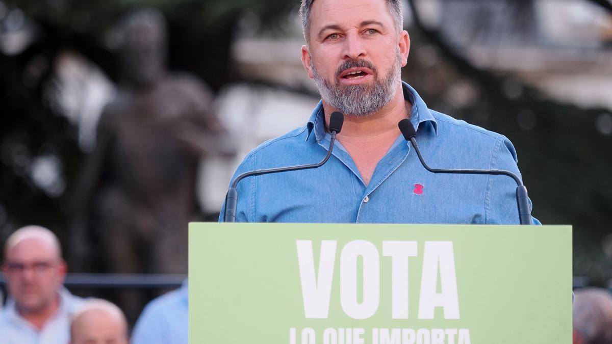 El líder de Vox, Santiago Abascal, en el acto de apertura de campaña en Valladolid