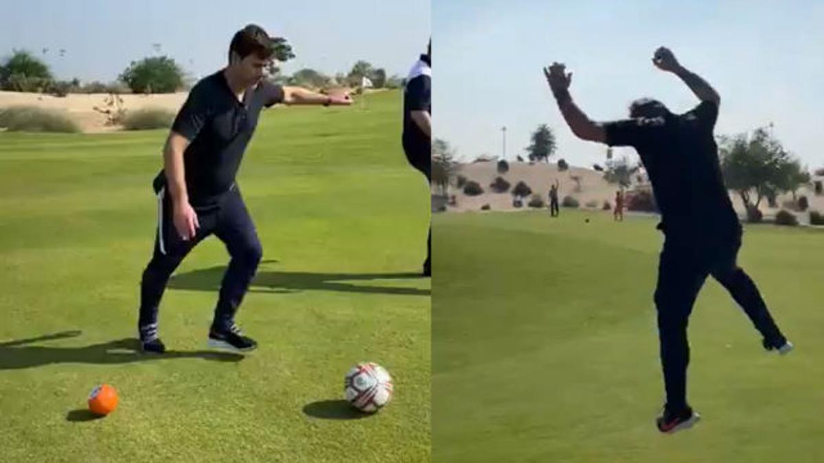 ¿Has visto alguna vez fútgolf? Pues Pochettino es un crack en este deporte