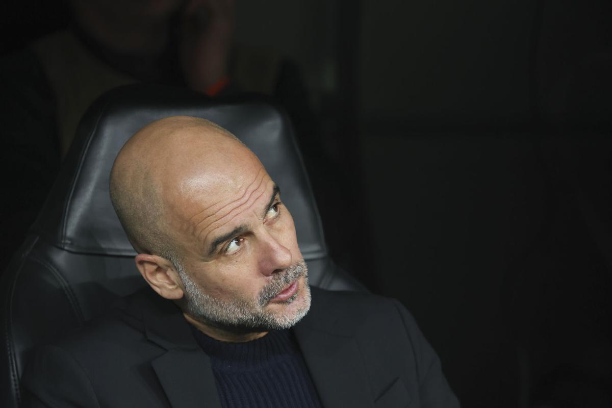 Pep Guardiola, en el día de los cánticos en el Santiago Bernabéu