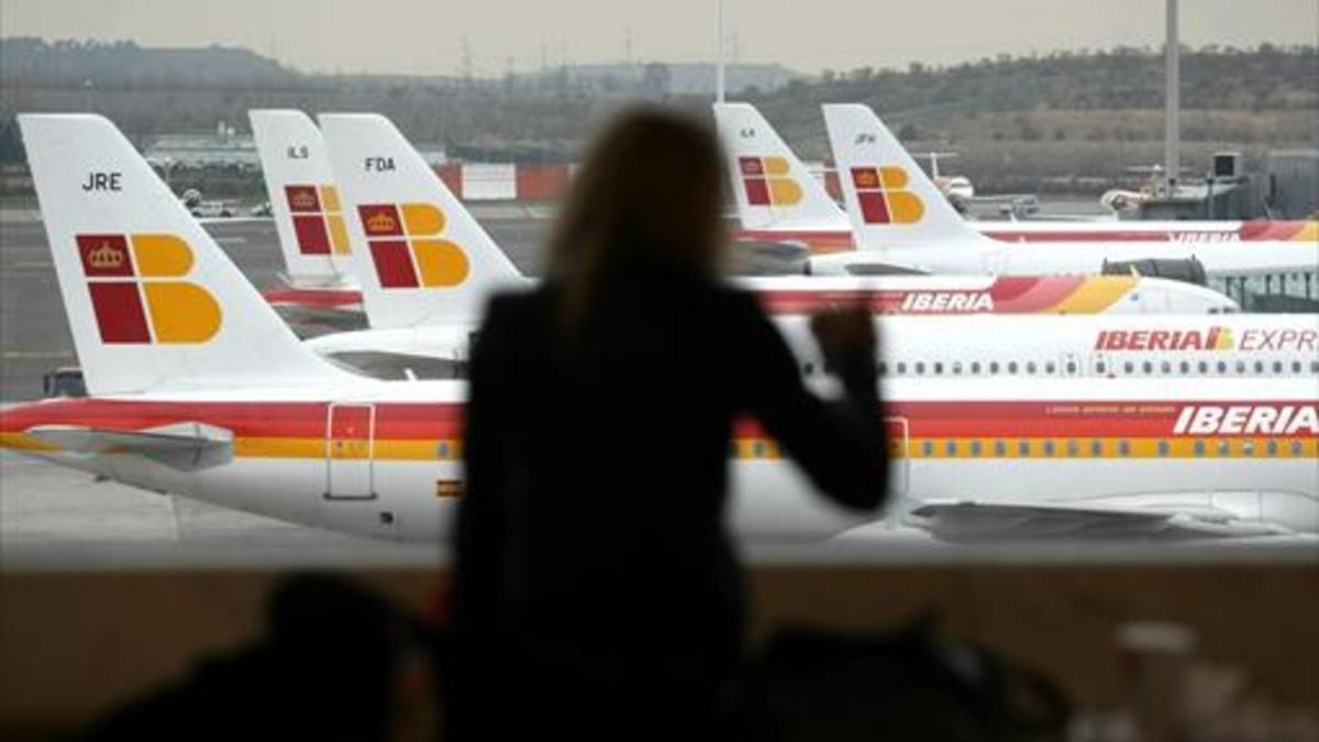 Aviones de Iberia en el aeropuerto de Madrid