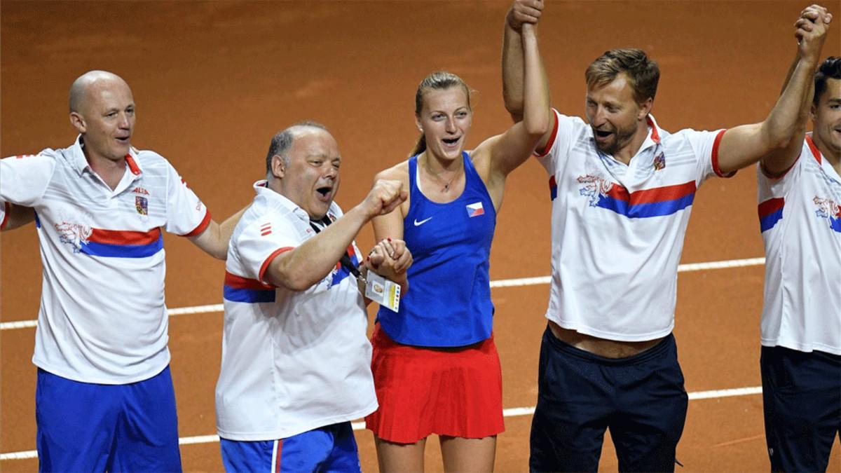 Kvitova celebrando el pase a la final