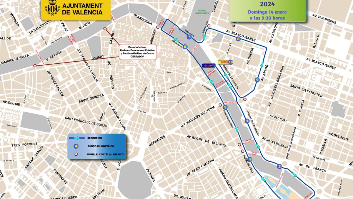 Cortes de tráfico en Valéncia por la carrera 10K Ibercaja.