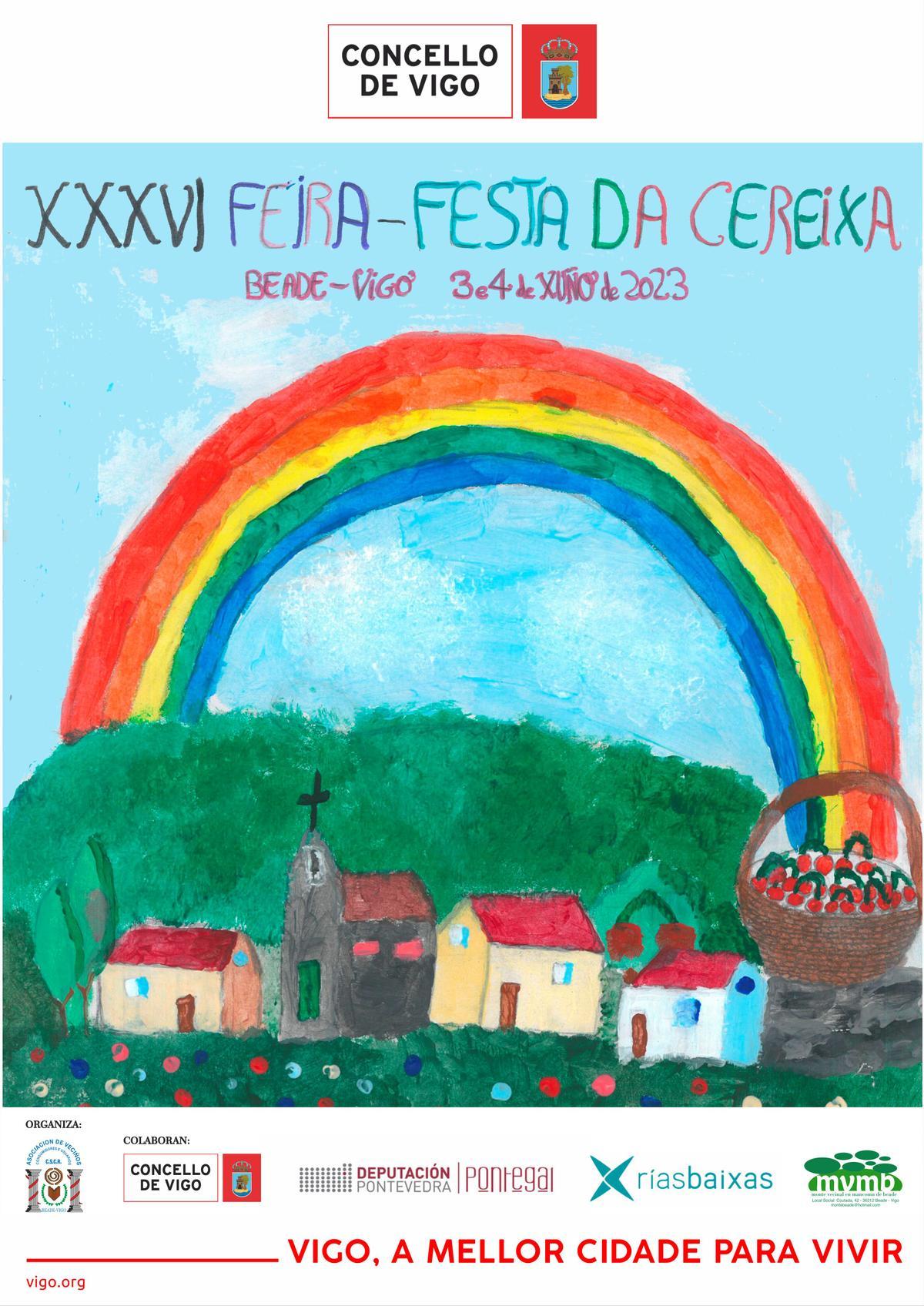 Cartel de la Festa da Cereixa de Beade 2023.