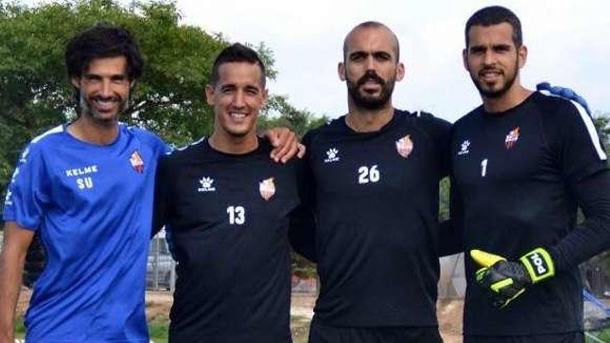 Sergi Ucles (entrenador de porteros), Edgar Badia (ahora en el Elche), Chechu Grana y Pol Freixenet.