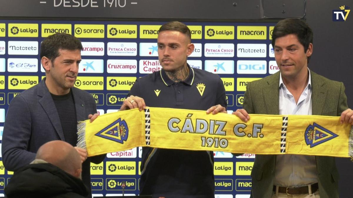 Roger Martí, durante su presentación como jugador del Cádiz