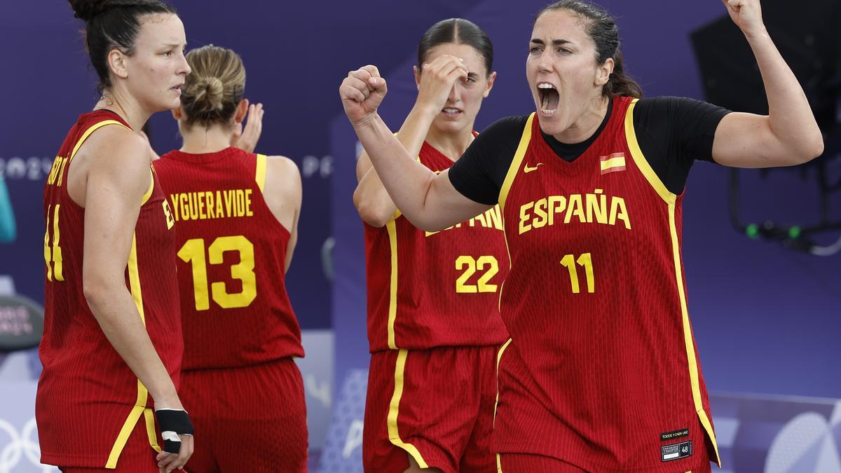 Vega Gimeno celebra una victoria en los Juegos Olímpicos de París