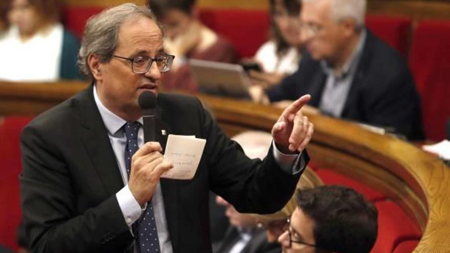 El president de la Generalitat, Quim Torra, ahir al Parlament.