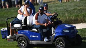 Jon Rahm, siguiendo los partidos de tarde en el Marco Simone Golf & Country Club